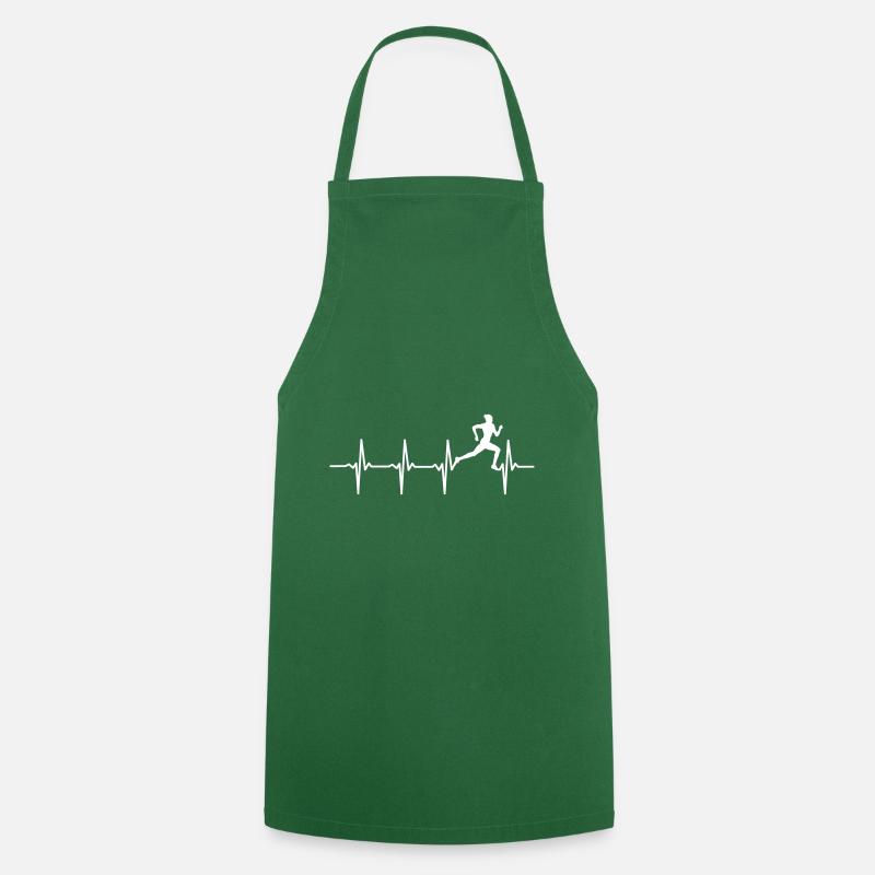 Running runner heartbeat ECG jogger gift - Cooking Apron - green