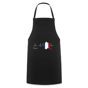 Frankreich France Herzschlag Heartbeat Geschenk - Kochschürze - Schwarz - Vorne - AI Model Male 185 dark (185cm)