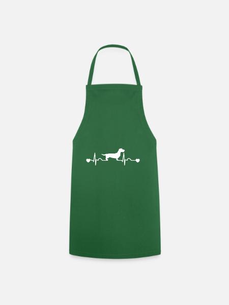 Cadeau de battement de coeur de teckel à poil dur teckel - Tablier de cuisine - vert foncé
