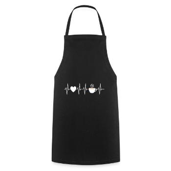 Herzschlag Kaffeeliebe - Kaffee Geschenk - Kochschürze - Schwarz - Vorne - AI Model Male 185 dark (185cm)