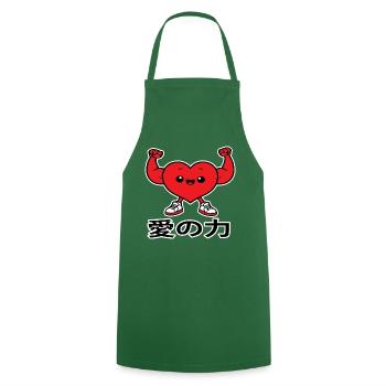 愛の力 love kawaii chibi japan - Tablier de cuisine - vert foncé - Devant - AI Model Male 185 dark (185cm)