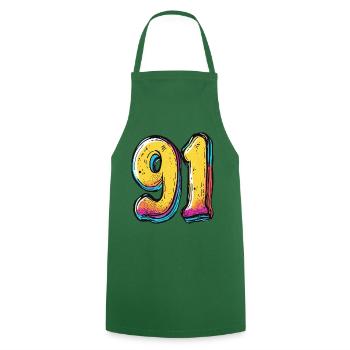 91 Number Colorful - Cooking Apron - green - Front - AI Model Male 185 dark (185cm)