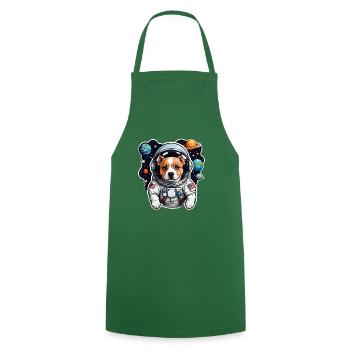 Space Dog with Planets - Cooking Apron - green - Front - AI Model Male 185 dark (185cm)