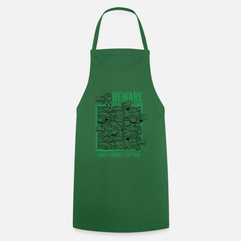 T-Rex inside - don't forget to feed green - Cooking Apron - green