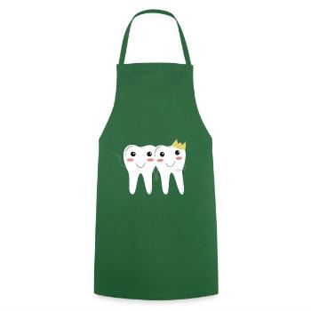Heureux couple de dents! - dentiste dent de lait - Tablier de cuisine - vert foncé - Devant - AI Model Male 185 dark (185cm)