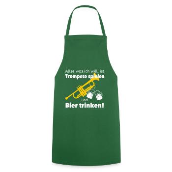 Trompete spielen und Bier trinken - Blasinstrument - Kochschürze - Grün - Vorne - AI Model Male 185 dark (185cm)