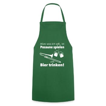 Posaune spielen + Bier trinken! - Posaune Spieler - Kochschürze - Grün - Vorne - AI Model Male 185 dark (185cm)