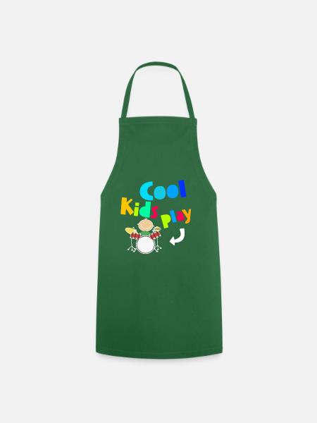 Cool Kids Play Drum Drumsticks Batteur - Tablier de cuisine - vert foncé