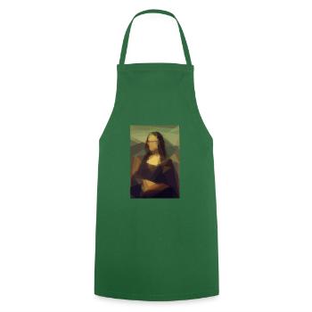 Mona Lisa - Dreieck - Kochschürze - Grün - Vorne - AI Model Male 185 dark (185cm)