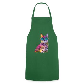 Rave Cat bunte Katze mit brille - Kochschürze - Grün - Vorne - AI Model Male 185 dark (185cm)