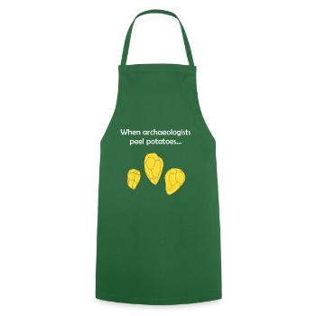 When archaeologists peel potatoes... - Cooking Apron - green - Front - AI Model Male 185 dark (185cm)