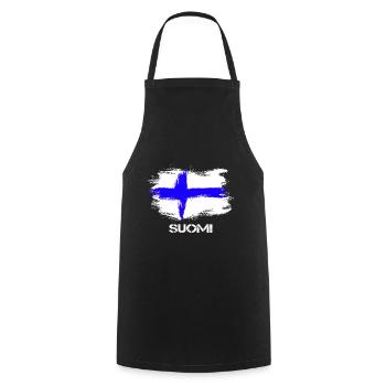 Drapeau Finlande Suomi - Tablier de cuisine - noir - Devant - AI Model Male 185 dark (185cm)