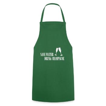 SAVE WATER - DRINK - Cooking Apron - green - Front - AI Model Male 185 dark (185cm)