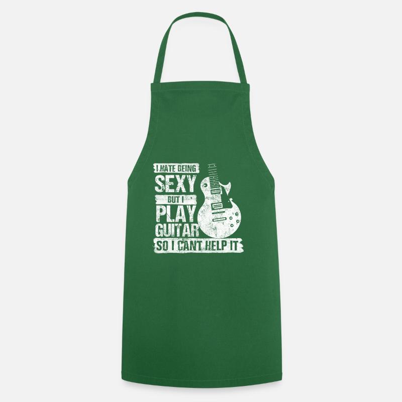 guitar music saying - Cooking Apron - green