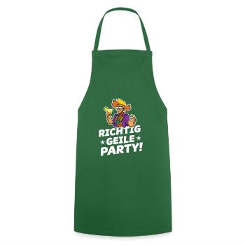 richtig geile party - Kochschürze - Grün - Vorne - AI Model Male 185 dark (185cm)