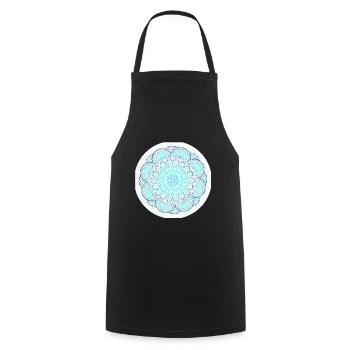 Mandala en bleu turquoise - Tablier de cuisine - noir - Devant - AI Model Male 185 dark (185cm)