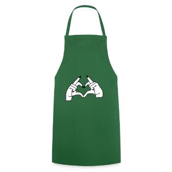 Signe de coeur - Tablier de cuisine - vert foncé - Devant - AI Model Male 185 dark (185cm)