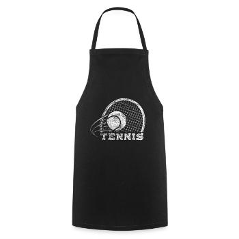 Tennis Sport Tennisschläger - Kochschürze - Schwarz - Vorne - AI Model Male 185 dark (185cm)