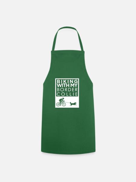 Biking with my Border Collie - Cooking Apron - green