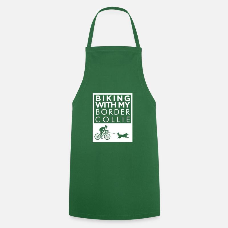 Biking with my Border Collie - Cooking Apron - green