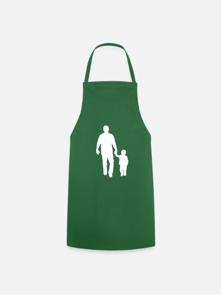 Père enfant va pour une promenade main dans la main avec un cadeau - Tablier de cuisine - vert foncé