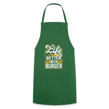 Burger - Life is better with burger - Hamburger - Kochschürze - Grün - Vorne - AI Model Male 185 dark (185cm)