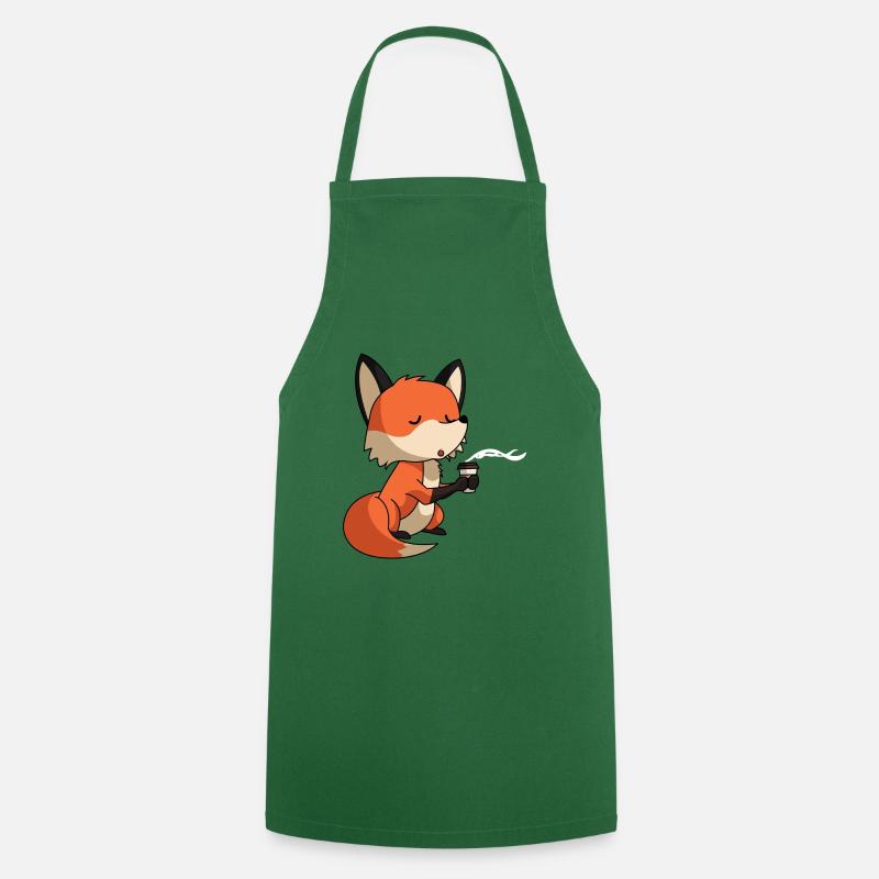 Fuchs mit Kaffee - Kochschürze - Grün