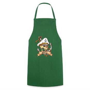 Sailor Ahoi anchor skull - Cooking Apron - green - Front - AI Model Male 185 dark (185cm)