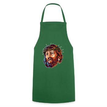 Tête de Jésus-Christ - Tablier de cuisine - vert foncé - Devant - AI Model Male 185 dark (185cm)