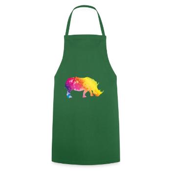 Rhinocéros silhouette coloré - Tablier de cuisine - vert foncé - Devant - AI Model Male 185 dark (185cm)