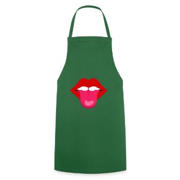 Mouth with tongue | Sticking out tongue cheeky funny - Cooking Apron - green - Front - AI Model Male 185 dark (185cm)