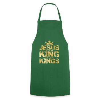 Jésus Roi Christ Roi - Tablier de cuisine - vert foncé - Devant - AI Model Male 185 dark (185cm)