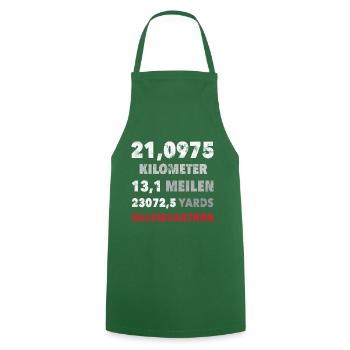 21,0975 KM Demi-marathon 13.1 Miles course cadeau - Tablier de cuisine - vert foncé - Devant - AI Model Male 185 dark (185cm)