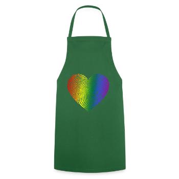 Gay Pride Herz Fingerabdruck LGBT Regenbogenfarben - Kochschürze - Grün - Vorne - AI Model Male 185 dark (185cm)