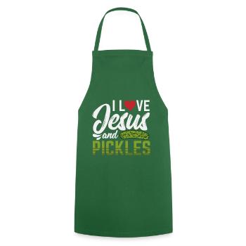 I Love Jesus And Pickles - Kochschürze - Grün - Vorne - AI Model Male 185 dark (185cm)