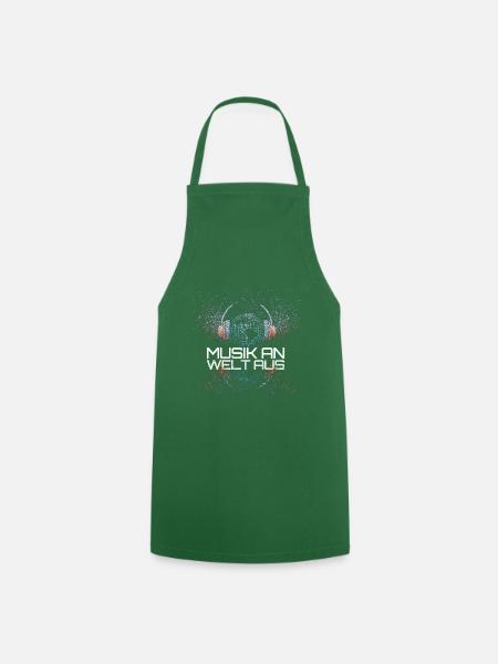 Music Sayings> Music on - World - Cooking Apron - green