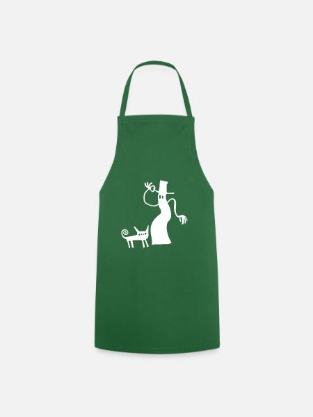 Sorcière avec chat - Tablier de cuisine - vert foncé