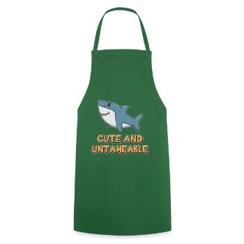 Shark Quote ➢ Cute And Untameable Shark - Cooking Apron - green - Front - AI Model Male 185 dark (185cm)