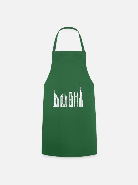 Dubai skyline souvenir famous building typography - Cooking Apron - green