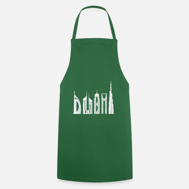 Dubai skyline souvenir famous building typography - Cooking Apron - green