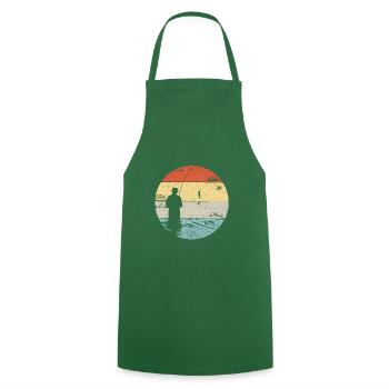 Fly fishing for salmon, brown trout, sea trout - Cooking Apron - green - Front - AI Model Male 185 dark (185cm)