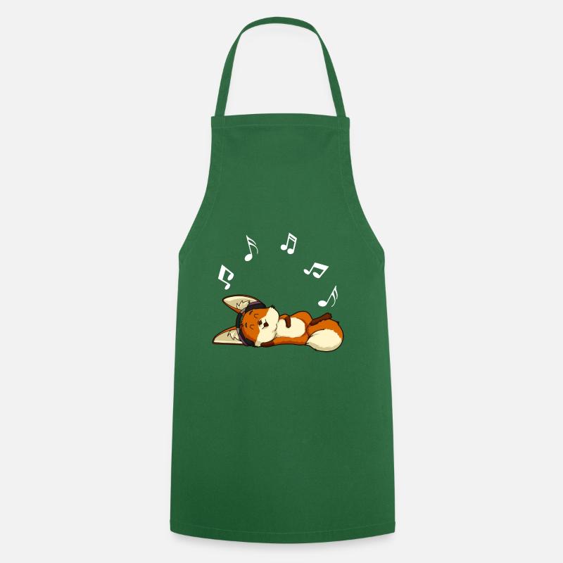 Mignon Fennek Renard chillt à la musique Vibes - Tablier de cuisine - vert foncé