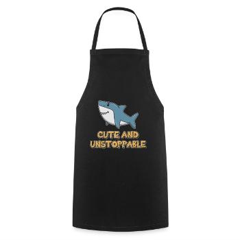 Taux de requin ➢ mignon et Shark Unstoppable - Tablier de cuisine - noir - Devant - AI Model Male 185 dark (185cm)