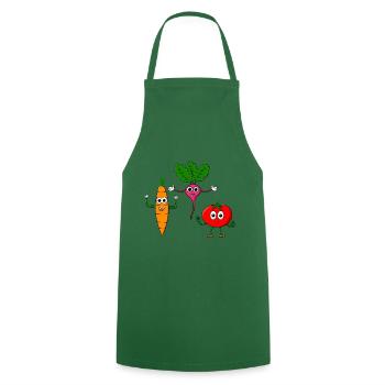 Vegetable course - three cool vegetables - Cooking Apron - green - Front - AI Model Male 185 dark (185cm)