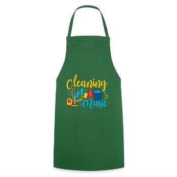 Housekeeping Cleaning And Music - Kochschürze - Grün - Vorne - AI Model Male 185 dark (185cm)