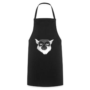 Visage de lémurien malheureux grincheux - Tablier de cuisine - noir - Devant - AI Model Male 185 dark (185cm)