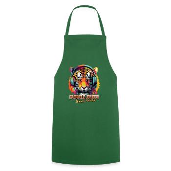 Tiger with headphones, colors of pop art - Cooking Apron - green - Front - AI Model Male 185 dark (185cm)