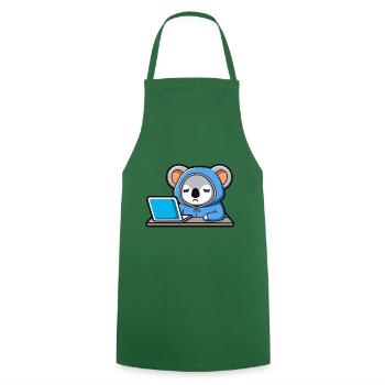 Niedlicher Hacker Koala schläft im Hoodie vorm PC - Kochschürze - Grün - Vorne - AI Model Male 185 dark (185cm)