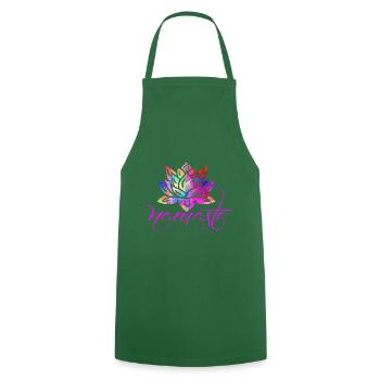 Lotus Flower Namaste - Kochschürze - Grün - Vorne - AI Model Male 185 dark (185cm)