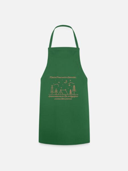 Camping women tent camp fire stars - Cooking Apron - green
